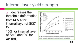 Internal layer yield strength
 It decreases the
threshold deformation
from14.5% for
internal layer of St37
to
10% for internal layer
of St12 and 9% for
Al1100.
60
 