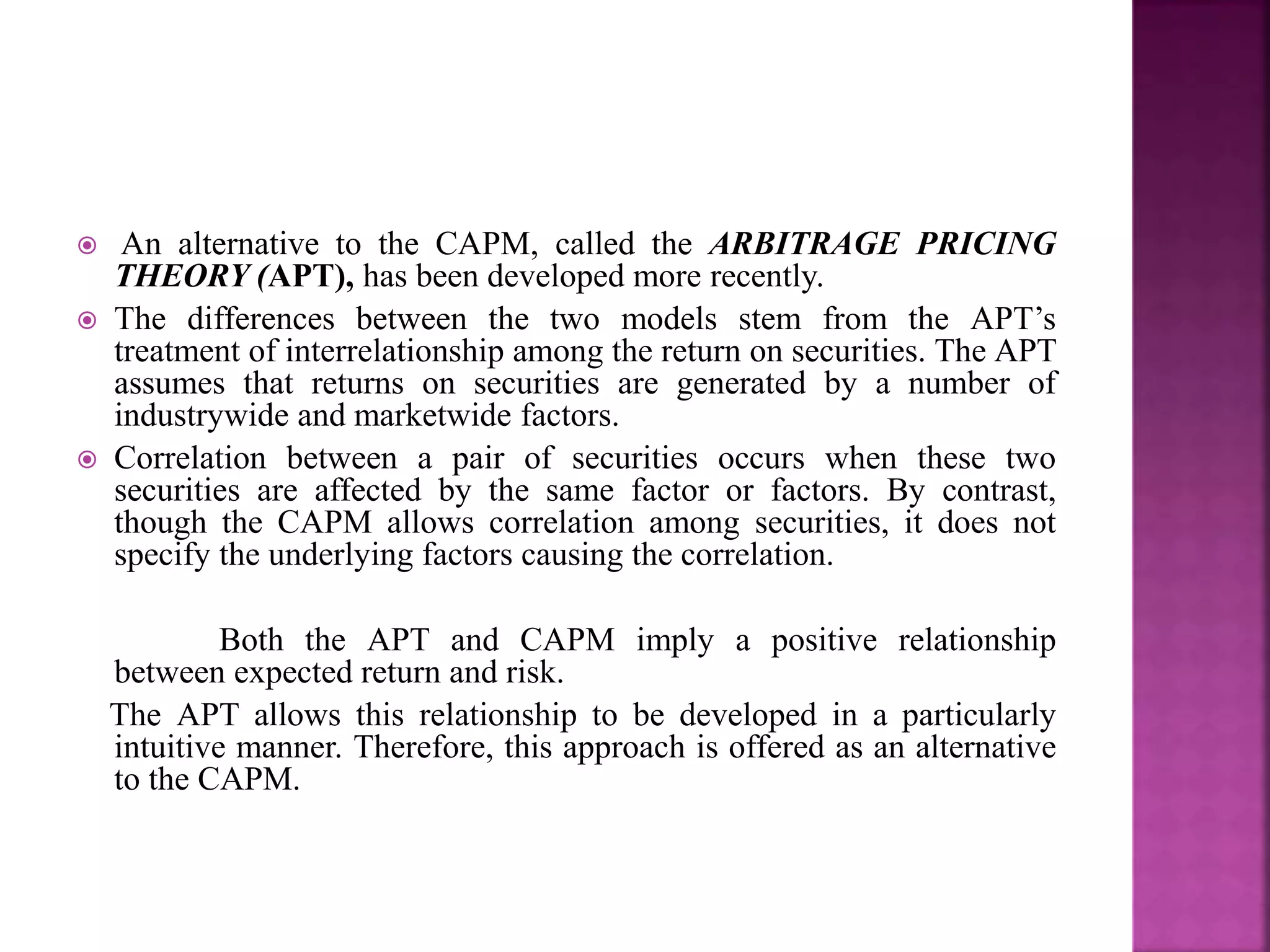 ARBITRAGE PRICING THEORY AND MULTIFACTOR MODELS.ppt