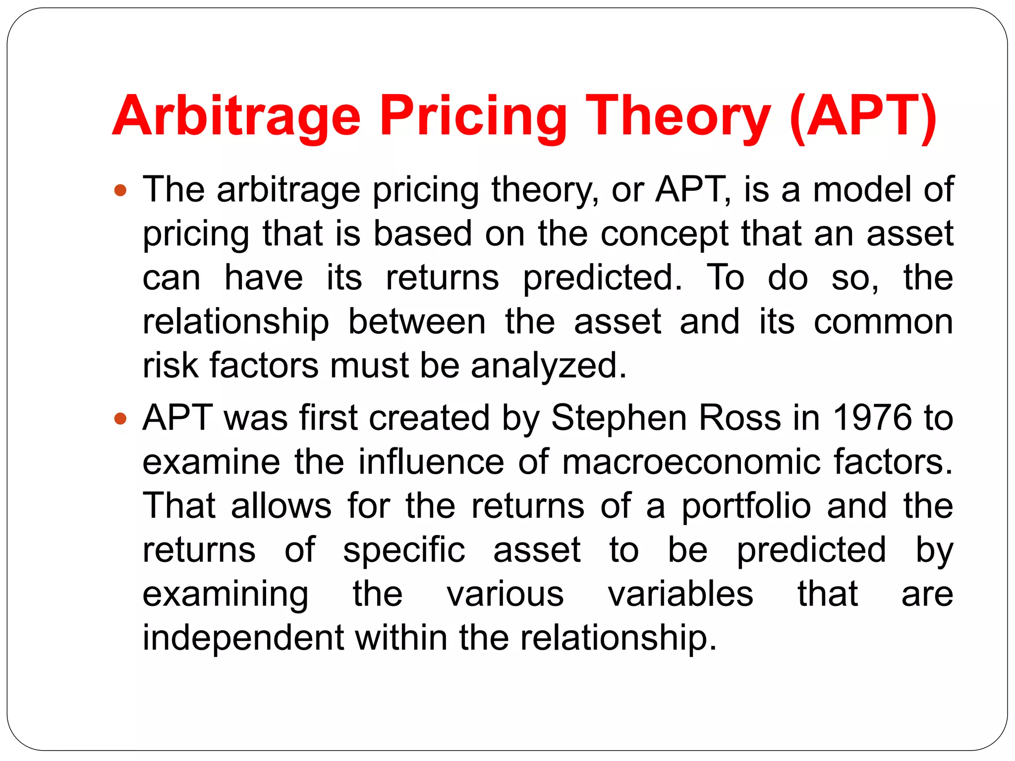 Arbitrage pricing theory (apt) | PPTX