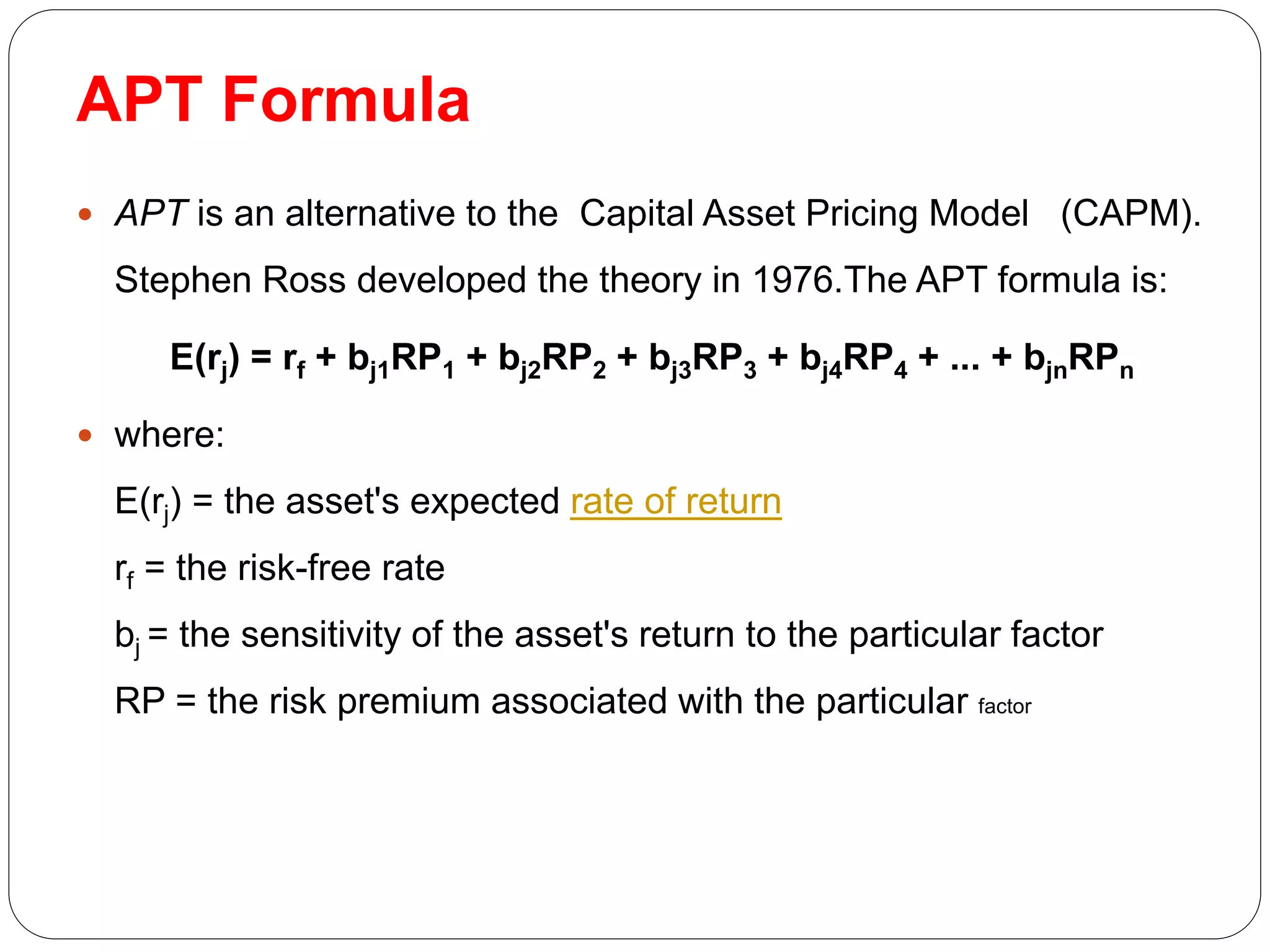 Arbitrage pricing theory (apt) | PPTX