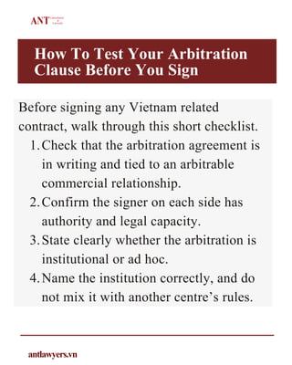 4 Frequently Asked Questions about Arbitration Clauses in Vietnam | PDF