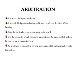 Arbiter Definition Arbitration | PPTX