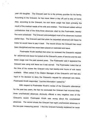 Arbitration decision - Advanced Sick Leave - 