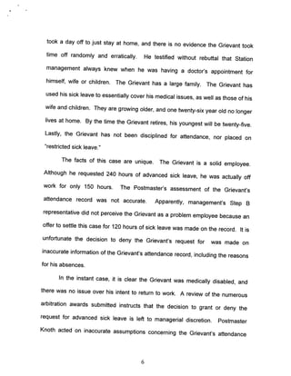 Arbitration decision - Advanced Sick Leave - 