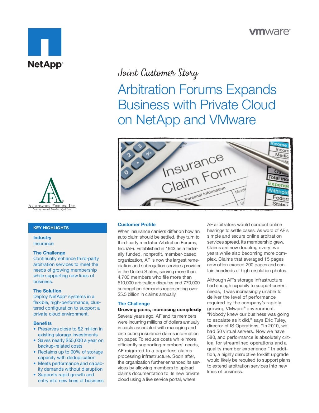 Arbitration Forums Expands Business With Private Cloud On NetApp And
