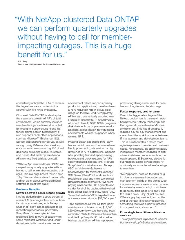 Arbitration Forums Expands Business With Private Cloud On NetApp And