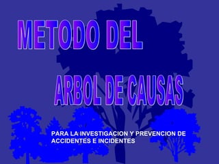 PARA LA INVESTIGACION Y PREVENCION DE
ACCIDENTES E INCIDENTES
 