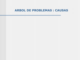 ARBOL DE PROBLEMAS : CAUSAS
 