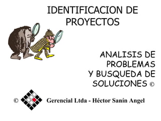IDENTIFICACION DE PROYECTOS ANALISIS DE PROBLEMAS Y BUSQUEDA DE SOLUCIONES  ©   © Gerencial Ltda - Héctor Sanín Angel 