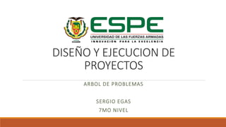 DISEÑO Y EJECUCION DE
PROYECTOS
ARBOL DE PROBLEMAS
SERGIO EGAS
7MO NIVEL
 