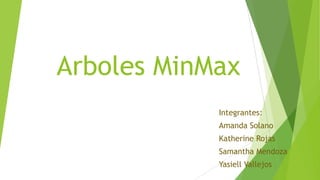 Arboles MinMax
Integrantes:
Amanda Solano

Katherine Rojas
Samantha Mendoza
Yasiell Vallejos

 