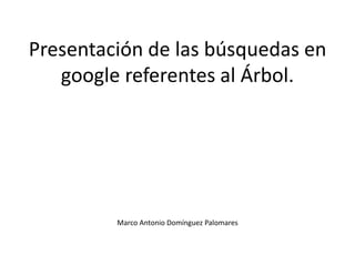 Presentación de las búsquedas en 
google referentes al Árbol. 
Marco Antonio Domínguez Palomares 
 