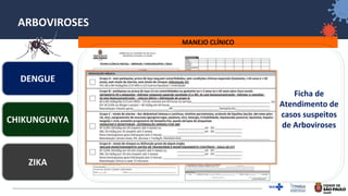 27
ARBOVIROSES
MANEJO CLÍNICO
Ficha de
Atendimento de
casos suspeitos
de Arboviroses
DENGUE
ZIKA
CHIKUNGUNYA
 