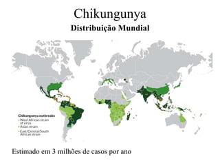 Chikungunya
Distribuição Mundial
Estimado em 3 milhões de casos por ano
 
