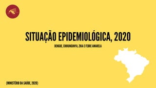 SITUAÇÃO EPIDEMIOLÓGICA, 2020
DENGUE, CHIKUNGUNYA, ZIKA E FEBRE AMARELA
(MINISTÉRIO DA SAÚDE, 2020)
 