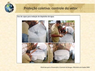 Proteção coletiva: controle do vetor
Diretrizes para a Prevenção e Controle da Dengue. Ministério da Saúde 2009.
 