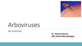 Arboviruses
AN OVERVIEW
Dr. Shweta Sharma
MD, Clinical Microbiologist
 