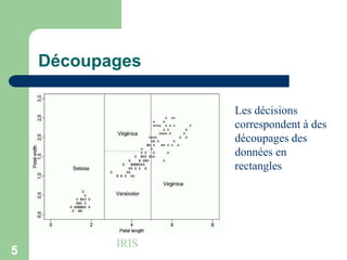 5
Découpages
IRIS
Les décisions
correspondent à des
découpages des
données en
rectangles
 