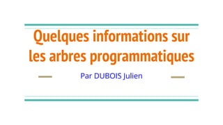 Quelques informations sur
les arbres programmatiques
Par DUBOIS Julien
 