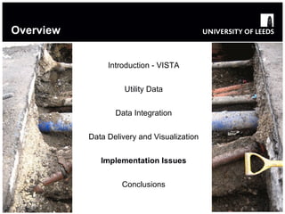 Overview Introduction - VISTA Utility Data Data Integration Data Delivery and Visualization Implementation Issues Conclusions 