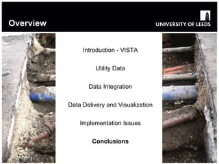 Overview Introduction - VISTA Utility Data Data Integration Data Delivery and Visualization Implementation Issues Conclusions 