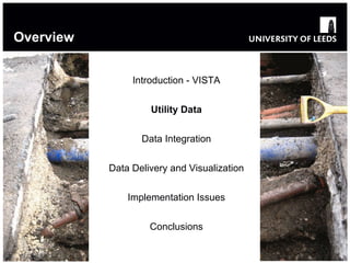 Overview Introduction - VISTA Utility Data Data Integration Data Delivery and Visualization Implementation Issues Conclusions 