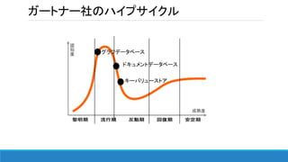 ガートナー社のハイプサイクル
ドキュメントデータベース
キーバリューストア
グラフデータベース
 