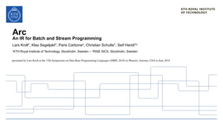 Arc: An IR for Batch and Stream Programming | PPT