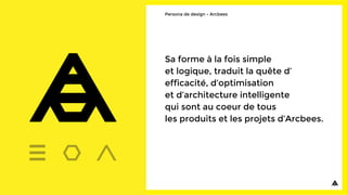 Persona de design - Arcbees
Sa forme à la fois simple
et logique, traduit la quête d’
efficacité, d’optimisation
et d’architecture intelligente
qui sont au coeur de tous
les produits et les projets d’Arcbees.
 