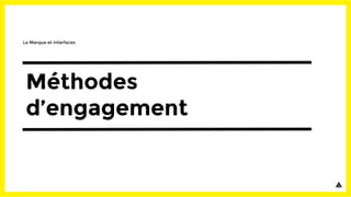 Méthodes
d’engagement
La Marque et interfaces
 
