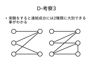 D-考察3
● 実験をすると連結成分には2種類に大別できる
事がわかる
 