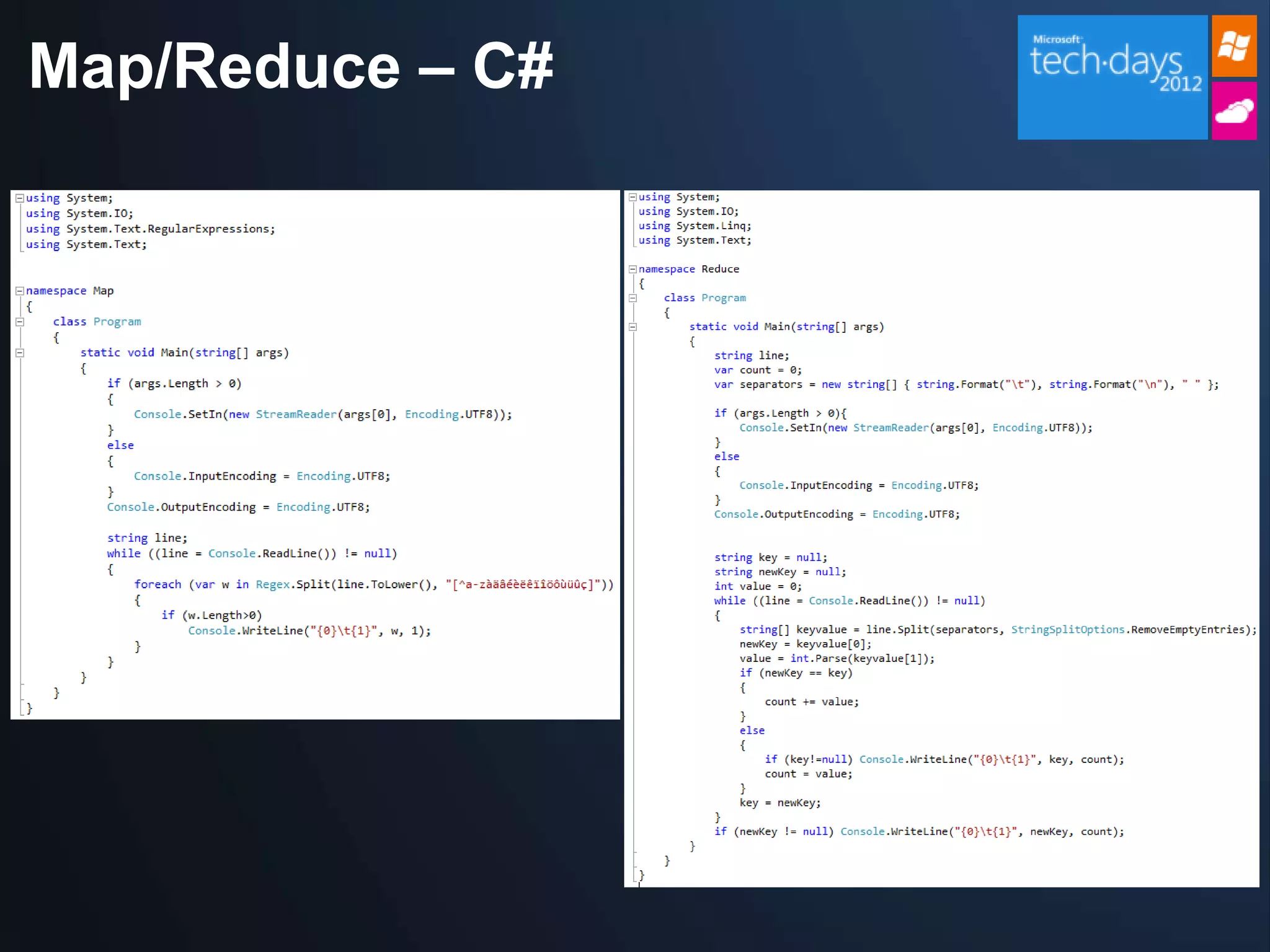 Map/Reduce – C#
 