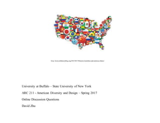 http://newyorkhistoryblog.org/2015/03/19/historic-hamilton-and-americas-future/
University at Buffalo – State University of New York
ARC 211 - American Diversity and Design – Spring 2017
Online Discussion Questions
David Zhu
 