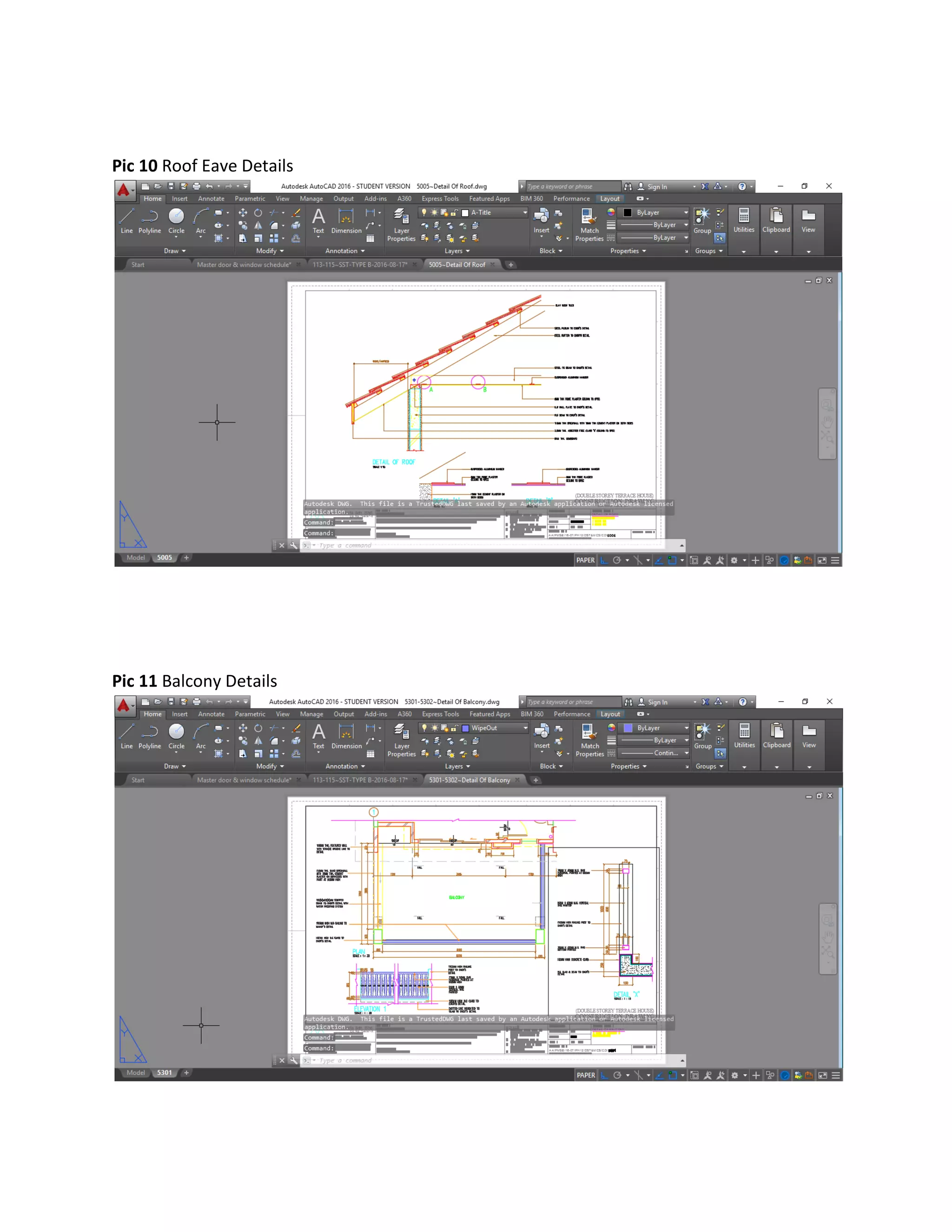 Pic 10 Roof Eave Details
Pic 11 Balcony Details
 
