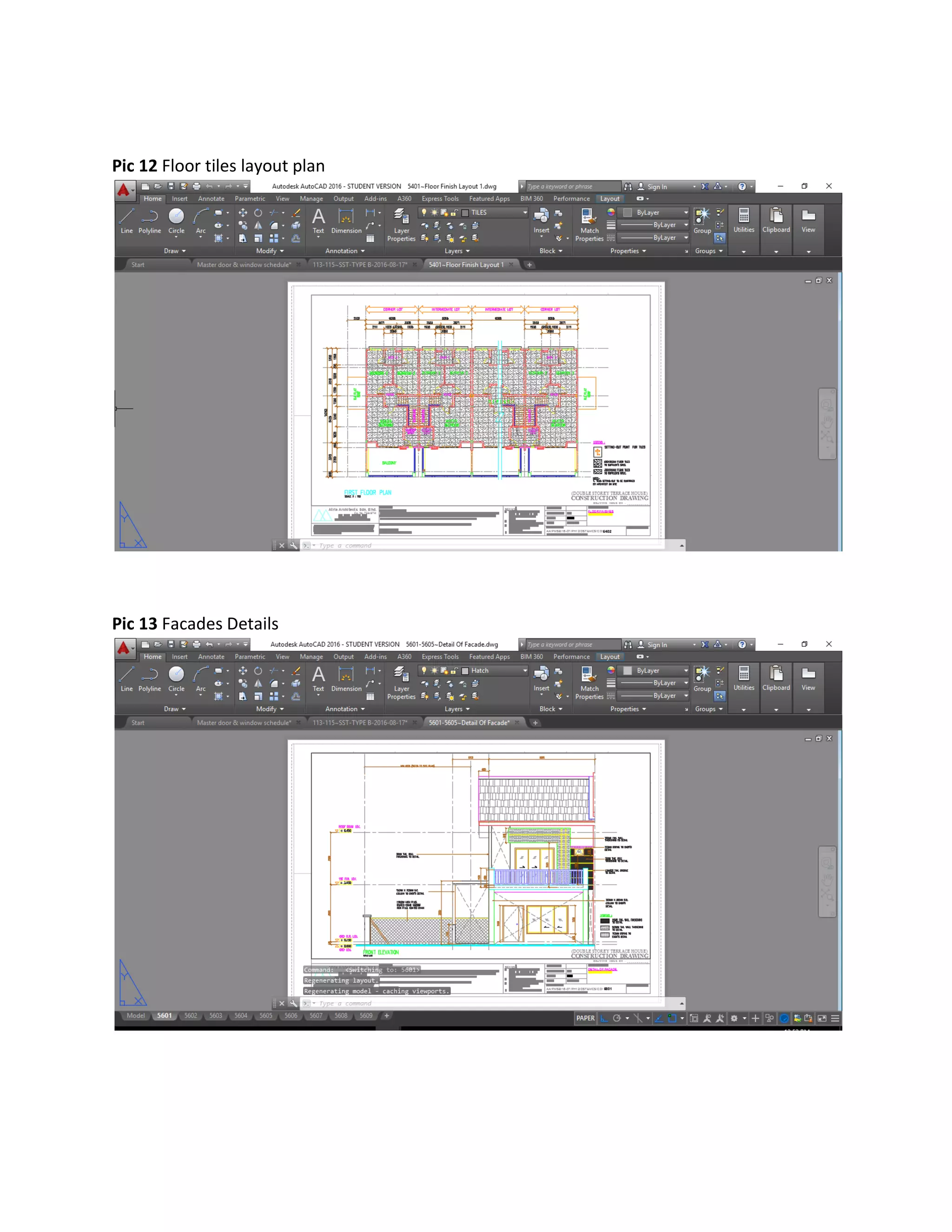 Pic 12 Floor tiles layout plan
Pic 13 Facades Details
 