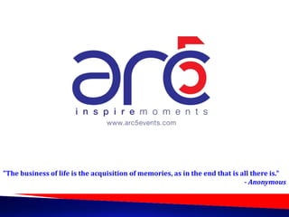 "The business of life is the acquisition of memories, as in the end that is all there is."
- Anonymous
 