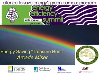 Energy Treasure Hunting
Energy Saving “Treasure Hunt”              QuickTime™ and a
                                 TIFF (Uncompressed) decompressor




                  Arcade Miser
                                    are needed to see this picture.




  Public Domain
 