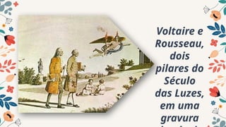 04. 05.
01. 02.
Venus has a
beautiful name, but
it’s hot
Despite being red,
Mars is actually cold
Mercury is the
closest planet to the
Sun
Voltaire e
Rousseau,
dois
pilares do
Século
das Luzes,
em uma
gravura
 
