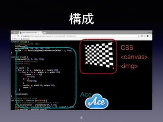 構成
CSS 
<canvas> 
<img>
Ace
8
 