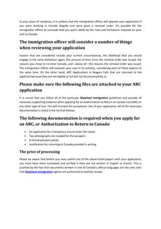 ARC Applications in Timmins - Skywheel Immigration | PDF