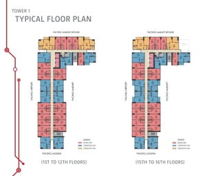TYPICAL FLOOR PLAN
TOWER 1
(1ST TO 12TH FLOORS) (15TH TO 16TH FLOORS)
VIEW DECK
AT 14TH FLR
 