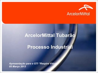 ArcelorMittal Tubarão

               Processo Industrial


Apresentação para o GTI “Respira Vitória”
05 Março 2013
 
