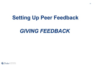 20
Setting Up Peer Feedback
GIVING FEEDBACK
 