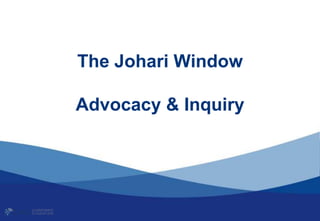 The Johari Window
Advocacy & Inquiry
 