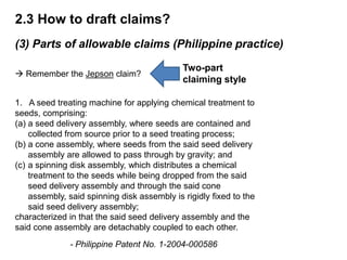 Making Claim Examples Drawing Crash course on claim drafting (with exercises) | PPTX