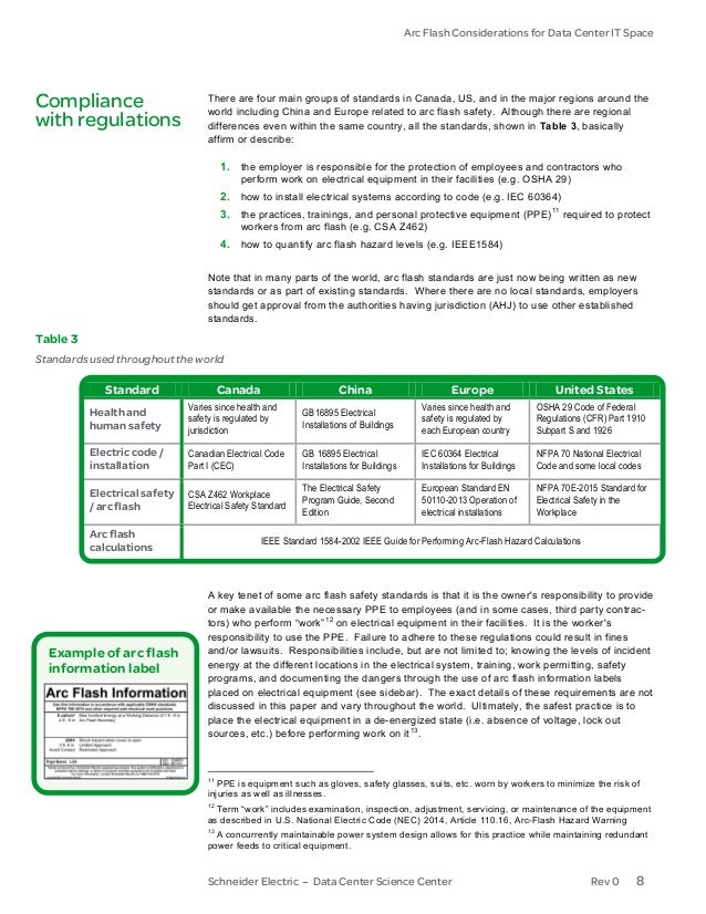 Arc Flash Considerations for Data Center IT Space