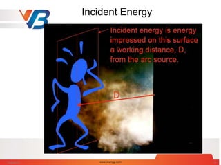Incident Energy
Energy per unit of area received on a
surface located a specific distance away
from the electric arc, both radiant and
convective, in Units of cal/cm2.
7/28/2014 www.vbengg.com 17
 