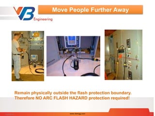 Move People Further Away
Remain physically outside the flash protection boundary.
Therefore NO ARC FLASH HAZARD protection required!
7/28/2014 www.vbengg.com 58
 