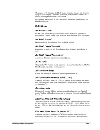 Safety Practices and Requirements Electrical Arc Flash Hazard ...