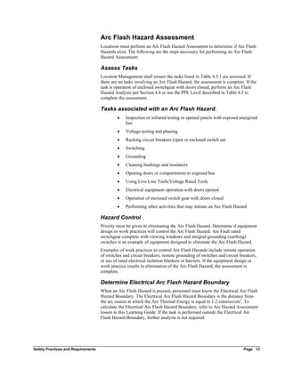 Safety Practices and Requirements Electrical Arc Flash Hazard ...